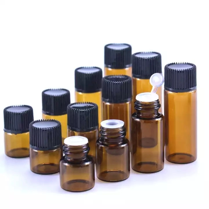 Sample Essential Oil Test Bottle 1ml 2ml 3ml 5ml Trial Set Amber Glass Vial with Plug